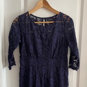 Seraphine Luxe Maternity Midnight Blue Lace Dress